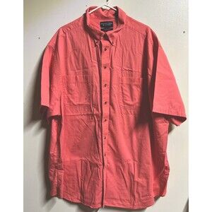 Roundree & Yorke Mens Dress Shirt Size 4XLT Peach Twill Short Sleeve Pocket
